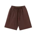 Heavyweight brown cotton shorts for men featuring a washed retro look and drawstring waist - S / Bottoms / Coffee