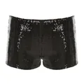 Fashionable black sequined low waist slim fit shorts for party and sexy club wear - S / Bottoms / Black