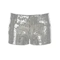 Sparkling silver sequin low waist slim fit booty shorts for women party and club wear - S / Bottoms / Silver