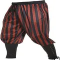 Detailansicht der mittelalterlichen Wikinger-Piratenhose mit rot-schwarzen Streifen - M / Unterteile / Braune Streifen