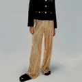 Women's gold sequined straight-leg trousers, elegant fashion party wear - S / Gold