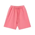 Heavyweight pink cotton sweat shorts with an adjustable drawstring waist - S / Bottoms / Watermelon red