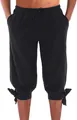 Schwarze Herrenhose aus Baumwolle und Leinen im Wikinger-Stil mit Knöchelbändern - M / Unterteile / Schwarz