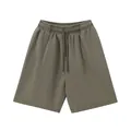 Vintage washed heavyweight cotton drawstring shorts for men in olive green - S / Bottoms / Army Green