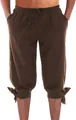 Nahaufnahme einer braunen mittelalterlichen Wikingerhose mit verstellbaren Knöchelbändern. - M / Unterteile / Braun