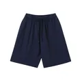 Vintage washed navy blue heavy cotton drawstring shorts for men loose fit style - S / Bottoms / Navy Blue