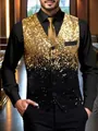 Detailed view of men's gold and black gradient sequin vest for stage performances - L / Tops / Gold