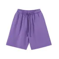 Heavyweight purple cotton drawstring sweat shorts in a relaxed vintage washed fit style - S / Bottoms / Dazzling Purple