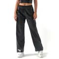 Close-up of shiny black patent leather wide-leg pants, perfect for streetwear party style - S / Bottoms / Black