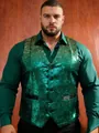 Professional men's green gradient sequin vest for stage performance and club hosting - L / Tops / Green