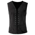 Vue détaillée d'un gilet à lacets de style Renaissance pour spectacles médiévaux - S / Hauts / Noir