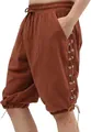 Vue détaillée du design à lacets latéraux sur un pantalon Viking médiéval pour homme - S / Bas / Beige