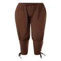 Pantaloni medievali vichinghi da pirata in cotone e lino con lacci alle caviglie marroni - Taglia M / Pantaloni e gonne / Marrone