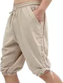Détail du design à lacets latéraux et de la texture en lin du pantalon viking beige - S / Bas / Blanc Cassé