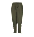 Herren Baumwolle Leinen Piratenhose in Olivgrün mit Schnürung am Knöchel und Kordelzug - M / Unterteile / Armeegrün