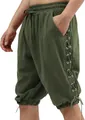 Détail d'un pantalon homme style viking vert olive avec laçage latéral et cordon. - S / Bas / Vert Militaire