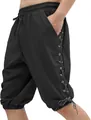 Détail du pantalon viking médiéval pour hommes avec laçage latéral et cordon de serrage - S / Bas / Noir