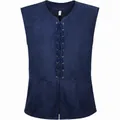 Gilet steampunk pirate de la Renaissance médiévale pour hommes avec laçage bleu foncé devant - Bleu marine
