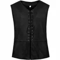 Schwarze mittelalterliche Renaissance Steampunk-Schnürweste für Herren aus Wildleder - S / Oberteile / Schwarz