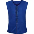 Gilet médiéval Renaissance pirate steampunk à lacets pour hommes en bleu, vue de face - Bleu saphir