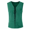 Gilet de la Renaissance médiévale verte à lacets pour hommes spectacle et cosplay - S / Hauts / Vert
