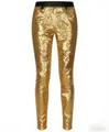 Detail of gold sequin men's slim fit trousers for stage performance and parties. - M / Gold
