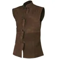 Antique brown medieval Renaissance tunic vest with leather buckles for stage costume - S / Coffee