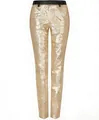 Goldene Herren Paillettenhose, schmale Passform mit schwarzem Bunddetail. - Champagner