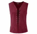 Gilet de style Renaissance médiévale vintage en bordeaux avec laçage sur le devant - S / Hauts / Rouge