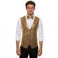 Gilet à paillettes dorées pour homme avec nœud papillon assorti pour la scène de luxe - S / Hauts / Or