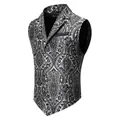 Ανδρικό γιλέκο κοστουμιού slim fit με πέτο και ασπρόμαυρο σχέδιο λαχούρι για επίσημες εμφανίσεις. - Χρυσό