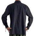 Vista posteriore di camicia vintage nera da uomo con polsini decorativi stringati - Taglia S / Top / Nero
