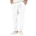 Detailansicht der weißen, leichten Baumwoll-Leinen-Freizeithose für Herren mit Kordelzug - S / Unterteile / Weiß