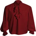 Chemise rouge à volants avec poignets en dentelle pour costume d'Halloween français - Bordeaux