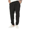 Detailansicht der schwarzen Herren-Leinenhose mit Kordelzug - S / Unterteile / Schwarz