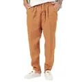 Heren zomerse casual katoen-linnen broek met trekkoord in levendig amberkleurig oranje - Aardgeel