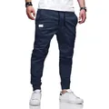 Vista dettagliata dei pantaloni sportivi blu scuro con coulisse elastica in vita - Blu Notte