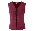 Gilet à laçage bordeaux en aspect daim pour costumes de style Renaissance médiévale - S / Hauts / Rouge