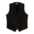 Classic black V-neck men's suit vest with ornate metal buttons and retro slim fit - M / Tops / Black