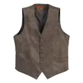 Men's vintage brown slim fit V-neck suit vest with five buttons and textured fabric details. - M / Tops / Gray