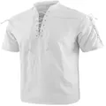 Vooraanzicht van een wit middeleeuws veterhemd met zeer gedetailleerde mouwkoorden - M / Tops / Wit