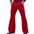 Detailed macro view of bright red men's slim fit formal flared trousers with pockets - Red