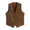 Vintage brown suede-like men's V-neck vest with five-button closure for formal business - M / Tops / Coffee