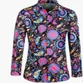 Vintage 70er Jahre Herren-Disco-Hemd mit lebhaftem, mehrfarbigem Paisleymuster - S / Oberteile / Buntes Blumenmuster