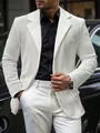 Detailed shot of white mesh blazer for men featuring a unique breathable hollow design - S / Tops / Beige