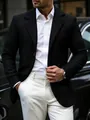 Close-up of premium black perforated men's blazer jacket for casual and formal events. - S / Tops / Black