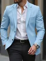 Primer plano de un blazer azul claro para hombre con textura de tela de alta calidad - S / Tops / Azul