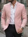 Detalle de una elegante americana rosa entallada para hombre, negocios y fiestas - S / Tops / Rosa loto