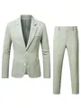 Vista detallada de un traje de hombre slim fit texturizado en color verde salvia - S / Top Y Pantalón / Verde