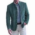 Veste rétro en daim vert pour hommes avec un design de blazer décontracté classique - S / Hauts / Aqua